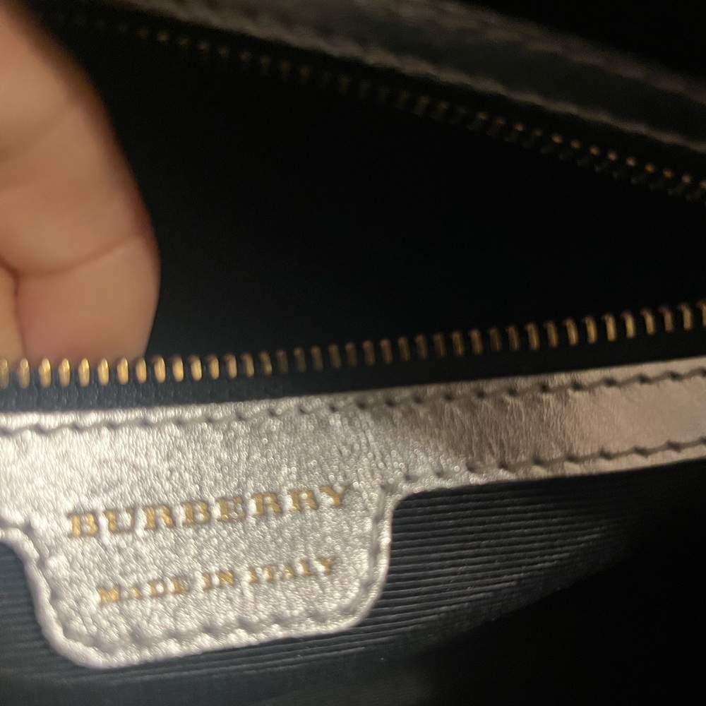 Authentic Burberry Beige Plaid Tote with Silver Trim - Picture 5 of 9